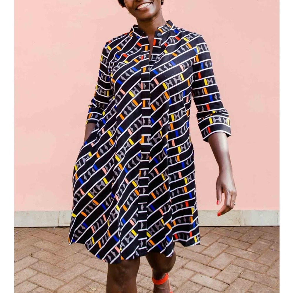 ZURI Level Up Printed Cotton Button Dress